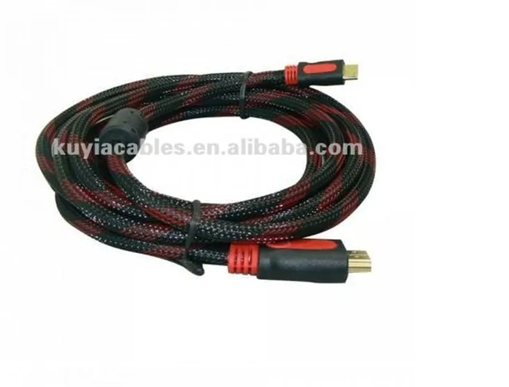 KUYiA Бесплатная доставка 10 футов 3 м Мини HDMI кабель 1080p с нейлоновой сеткой и двумя