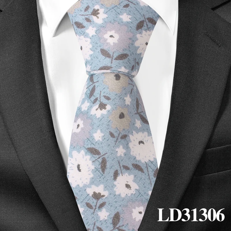 LD31306 Модные цветочные галстуки для мужчин, Повседневный хлопковый тонкий галстук Gravata, обтягивающие мужские галстуки, весенне-летние новые дизайнерские мужские галстуки - Цвет: LD31306