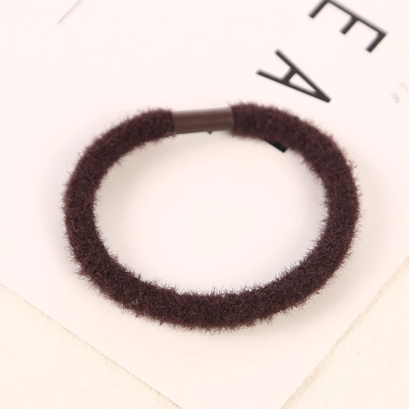 10pcs brown 10 шт./партия, модные зимние цветные эластичные резинки для волос, новые головные уборы для женщин, девочки, Женская прическа, крепление, корейские аксессуары для волос - Цвет: 10pcs brown