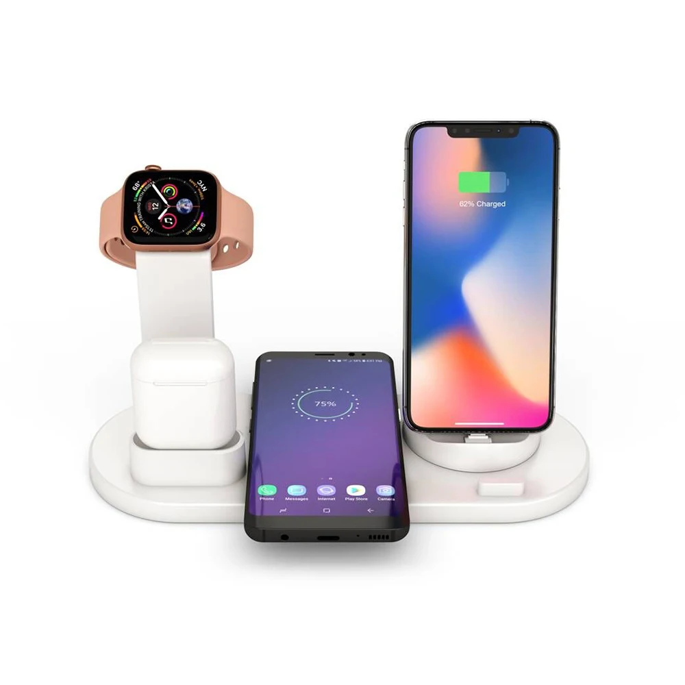 3 в 1 Беспроводное зарядное устройство Подставка для Apple iWatch AirPods Android IOS мобильные