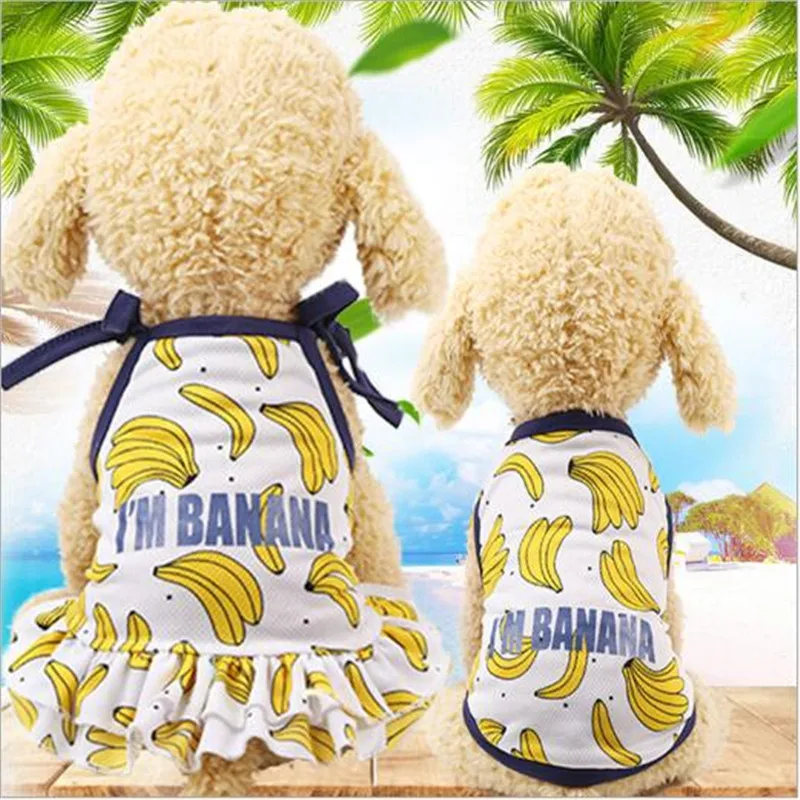 Летняя юбка для собак 2018 свежий стиль желтый банановый сарафан домашних животных