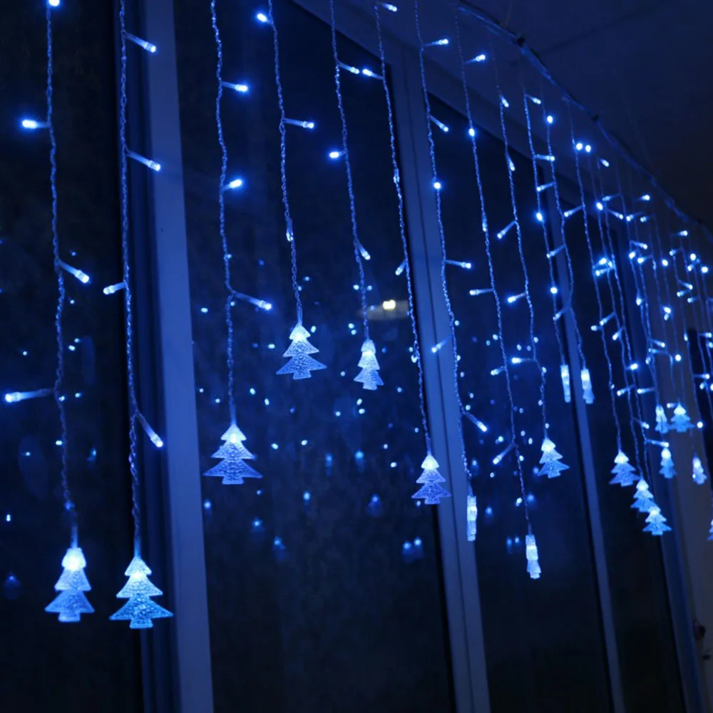 Новинка 96LED AC220V 110V ЕС Lcicle ChristmasTree вечерние струнные лампы светодиодные