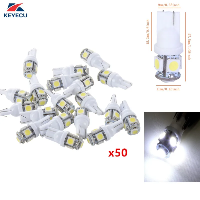 KEYECU Pack of 50 White 5050 5SMD T10 W5W 192 168 Car Automotive Interior Dome Parking Side Turn Signal Dashboard License Number
KEYECU Pack of 50 White 5050 5SMD T10 W5W 192 168 Car Automotive Interior Dome Parking Side Turn Signal Dashboard License Number