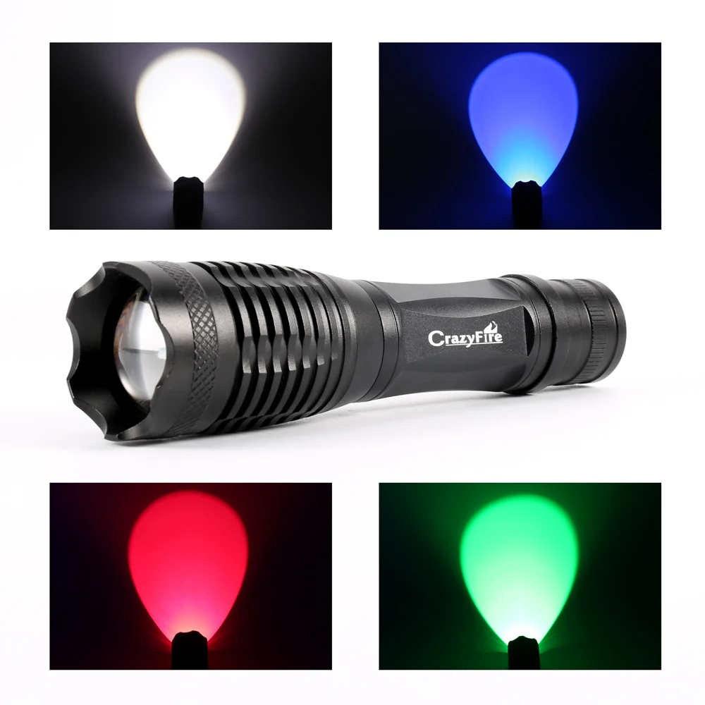Светодиодный фонарь CrazyFire для велосипеда CREE T6 красный зеленый белый синий