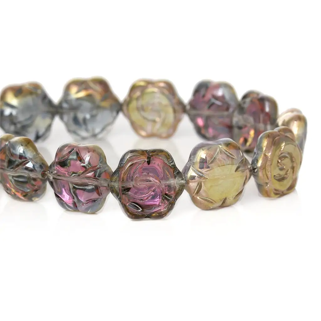 Стеклянные бусины DoreenBeads темно фиолетовые золотистые прозрачные около 16 мм x 15