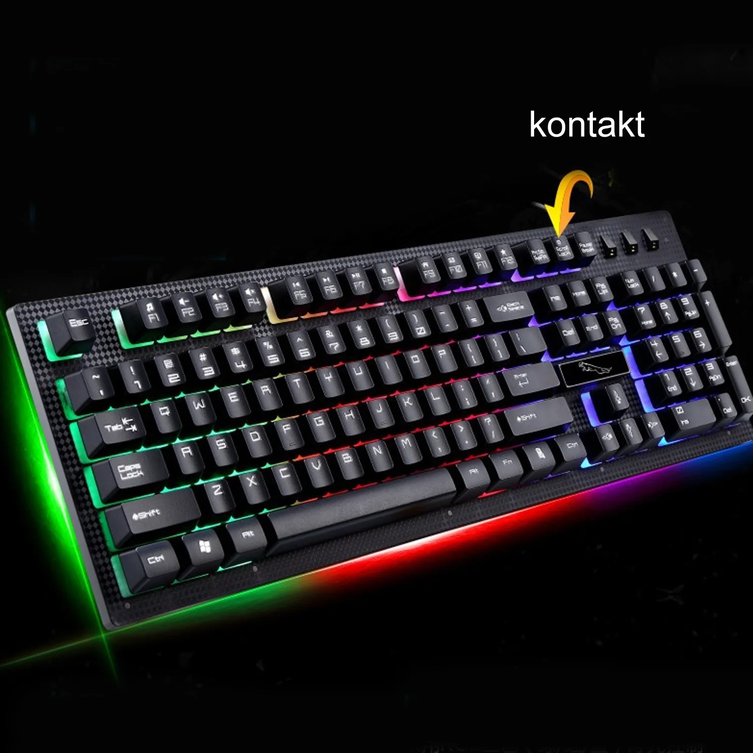 Elisona 104 ключей USB Проводная клавиатура Красочные RGB Подсветка игровая Клавиша