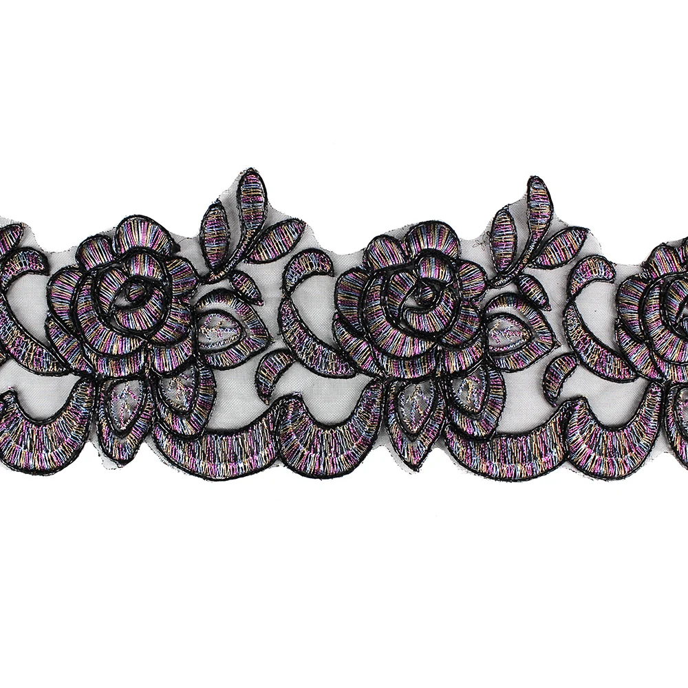 10 ярдов Цветочная вышивка аппликация кружевная ткань отделка Кружева шнур