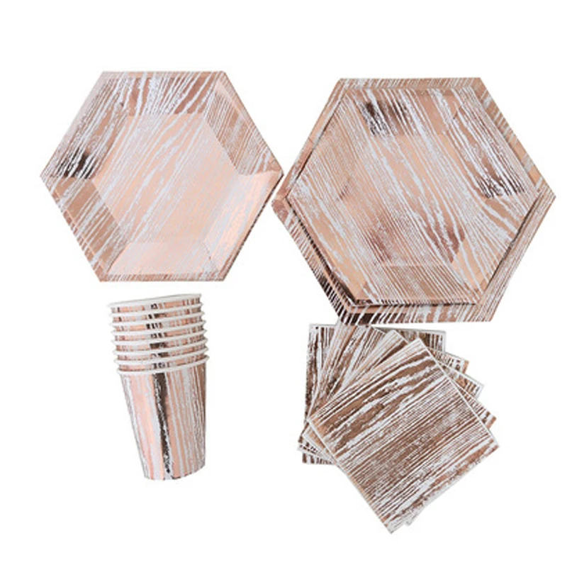 40pcs New Gold Sliver Foil Disposable Tableware Party Paper Plates Cups Baby Shower Favor Wedding Birthday Supplies | Дом и сад