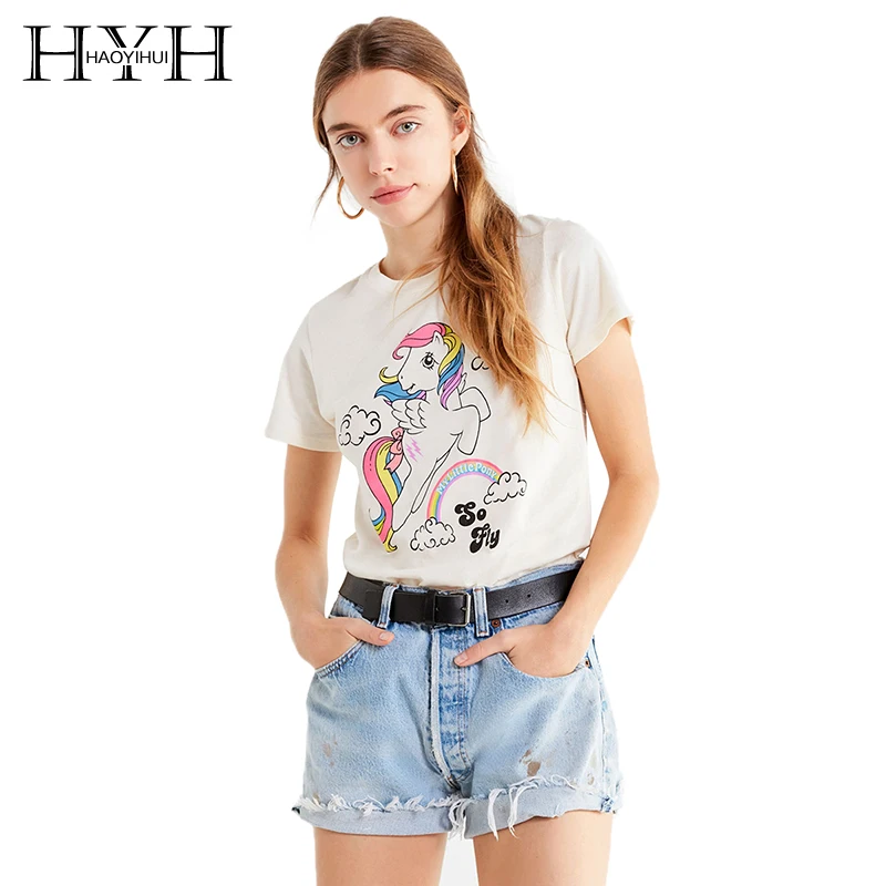 Женская футболка HYH HAOYIHUI Повседневная с коротким рукавом и принтом в виде