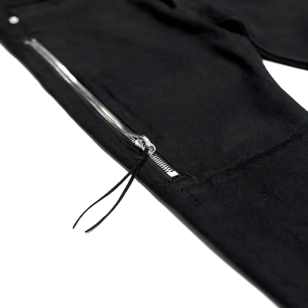 Новые Мужские Классические Прямые Slim Fit Джинсы мода Боковой молнии брюки ноги