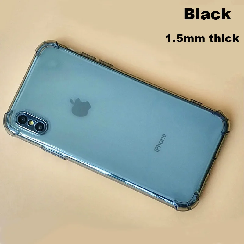 1.5mm thick Четырехугловая подушка безопасности противоударный ТПУ чехол для телефона для iPhone 11 Pro Max 8 7 6 6S Plus для X XS XR XS Max Прозрачная защитная задняя крышка - Цвет: 1.5mm thick