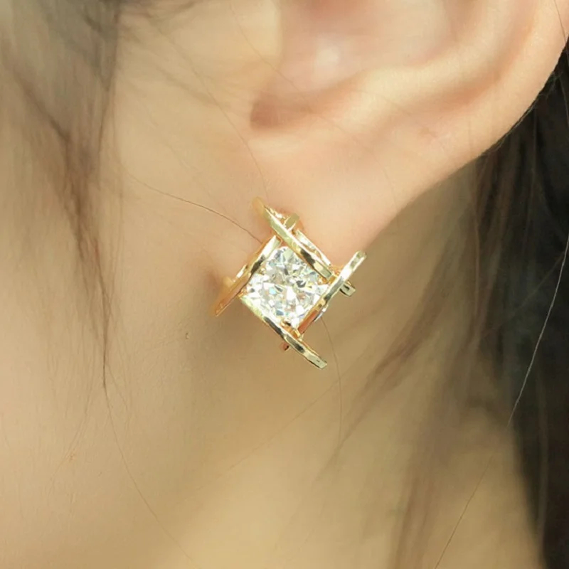 Серьги гвоздики с цирконом для женщин бижутерия серьги золотого цвета новая