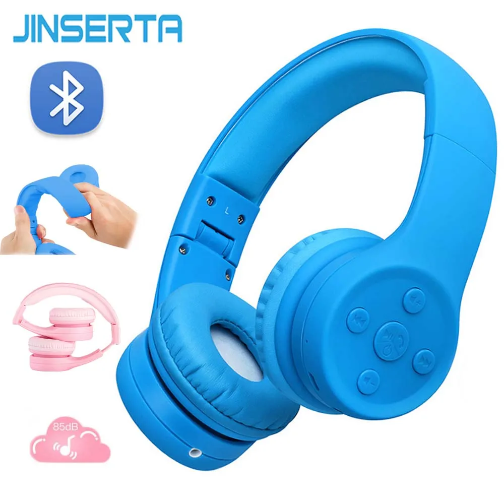 JINSERTA Bluetooth детские наушники Безопасные Детские Накладные наушники с микрофоном регулируемая повязка Рождественский подарок на день рождения подарок