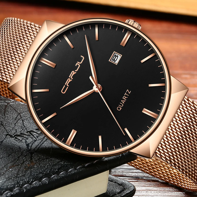 Топ Элитный бренд кварцевые часы для Бизнес Для мужчин ультра тонкий сетка