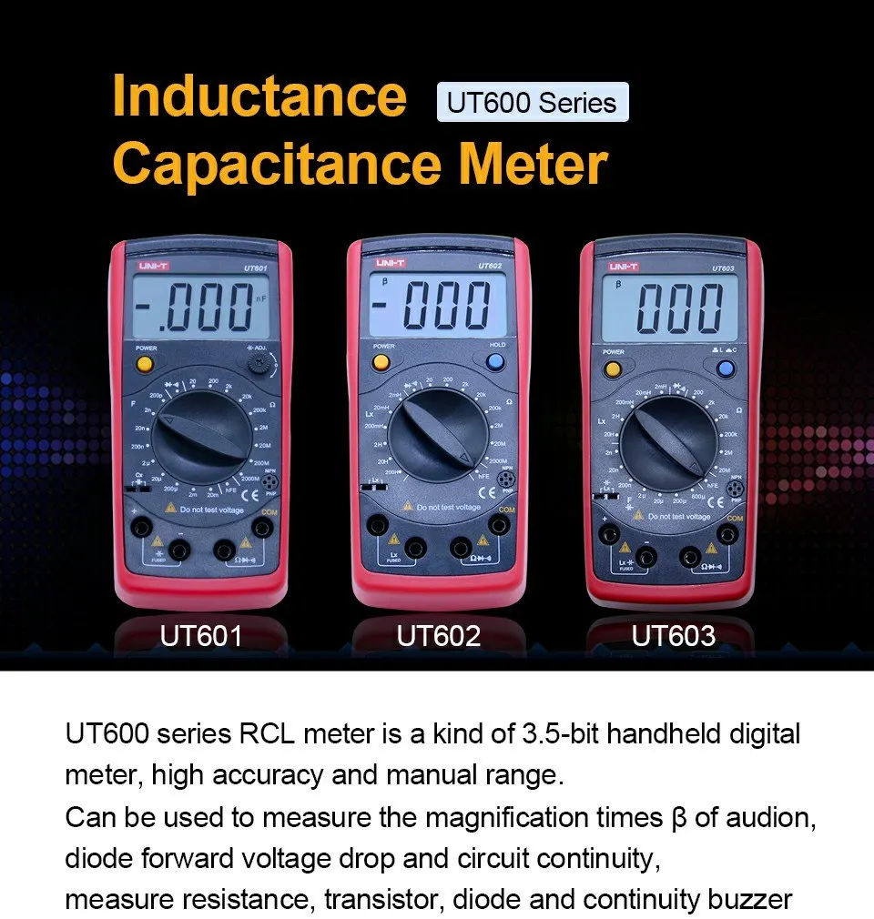 UNI-T UT601 цифровой емкостно-резистивный тестер 2000 граф омметры конденсаторный резистор w/диода и непрерывности зуммер