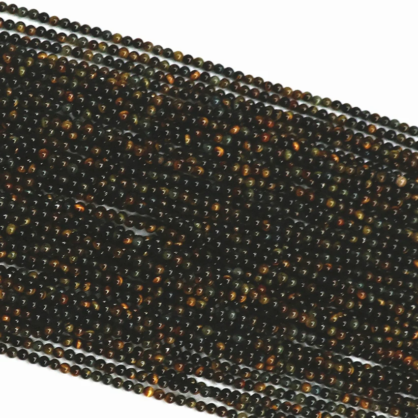 Бусины Из Натурального синего камня тигровый глаз 2 мм 3 круглые бусины россыпью