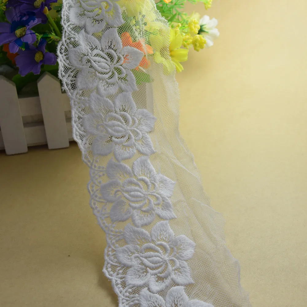 9 см Ширина хлопковая кружевная вышивка швейной лентой гипюр Африканское кружево