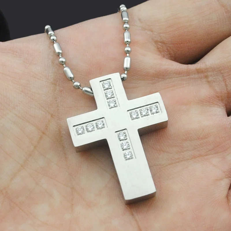 

ATGO Rhinestone Pendant Stainless Steel Cross necklace women pendants Punk