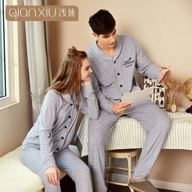 Осенне зимняя обувь Вязание хлопковое ночное белье парные пижамы наборы мужской