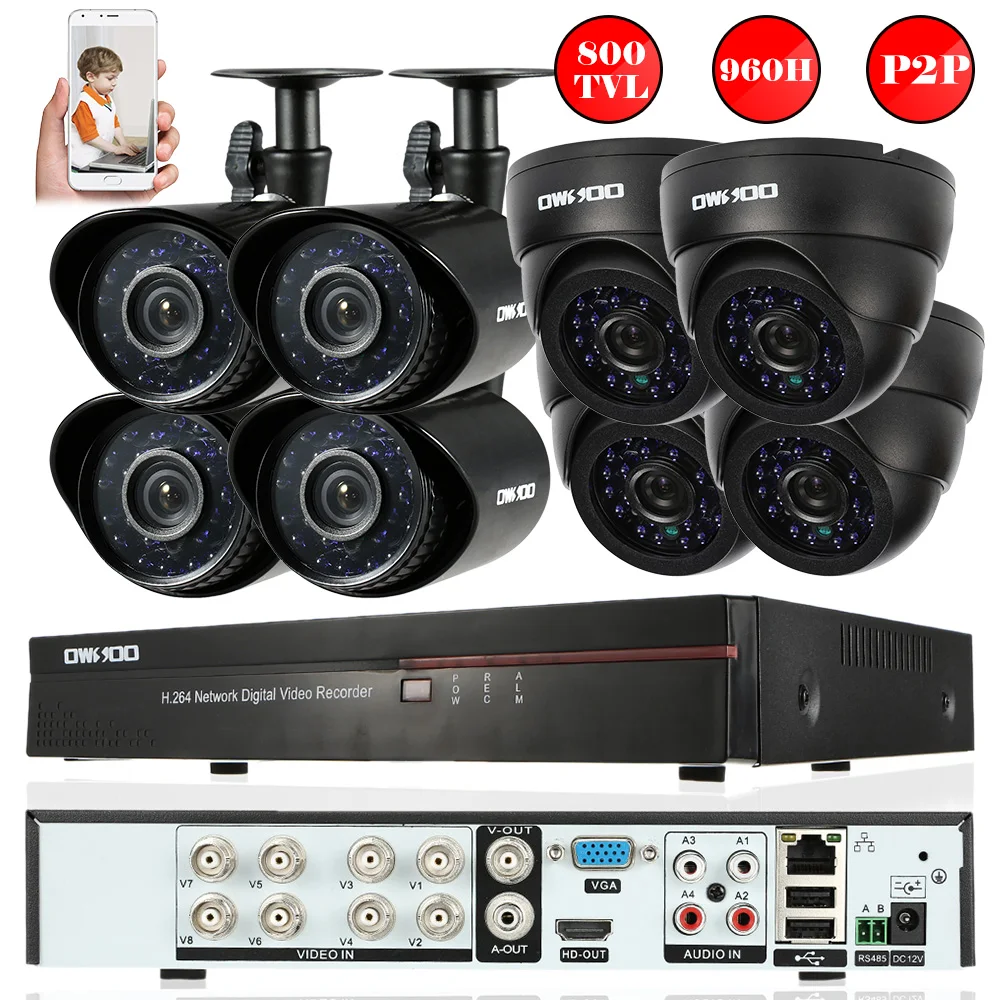 OWSOO 8 канальный канал Full 960H/D1 800TVL CCTV DVR система безопасности Поддержка ночного