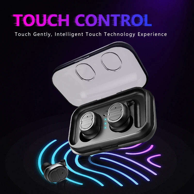 TWS Bluetooth наушники, беспроводные Bluetooth 5,0 наушники, спортивные наушники, стерео бас гарнитура с двойным микрофоном для Iphone, Android