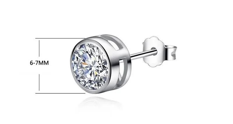 QYI 0,8 ct круглые серьги-гвоздики для женщин, 925 пробы, серебряные, белые, Sona, имитация сережек, ювелирные изделия, подарок на свадьбу, помолвку