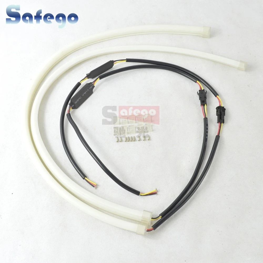 

1 pair 60CM LED Flexible DRL Strip LED Daytime Running Light With Turn Signal LED Tube Light White Yellow Switchback DRL light