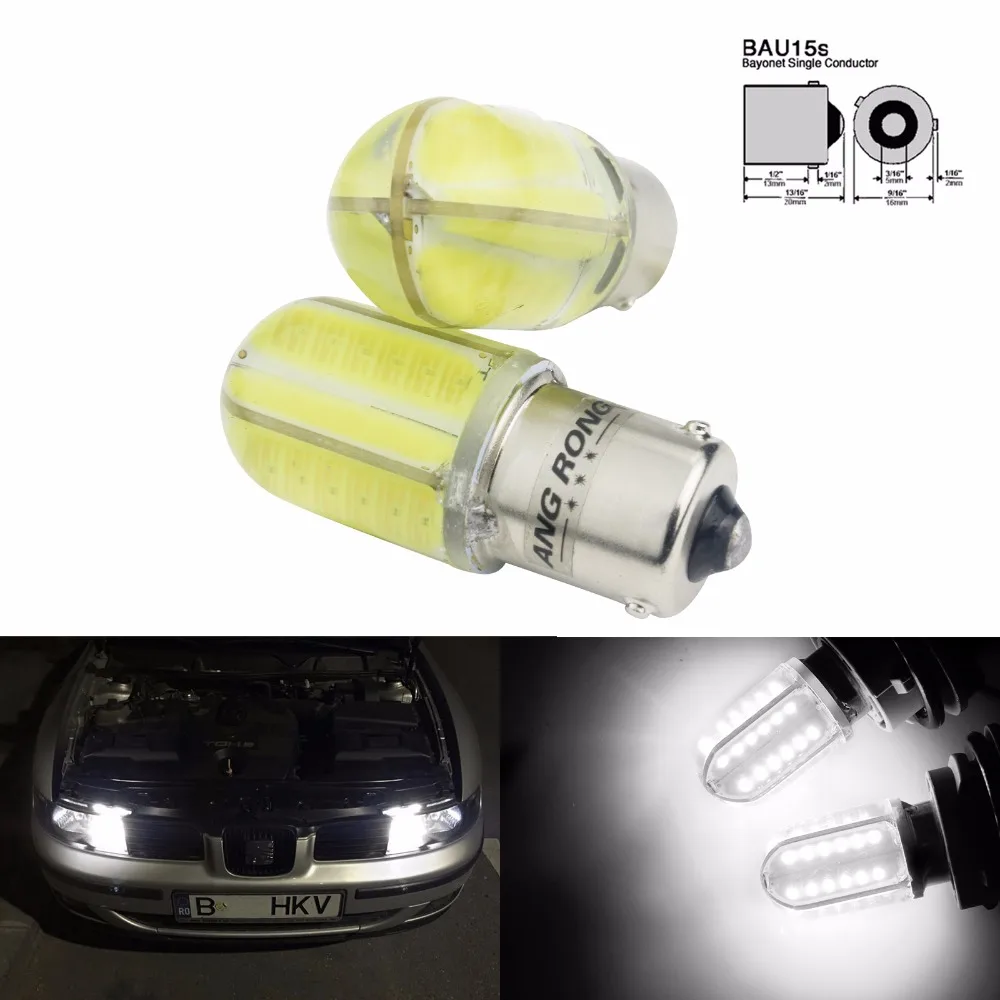 ANGRONG 2x PY21W BAU15s лампа 8W COB Белый светодиодный задний индикатор стоп Стоп Боковой