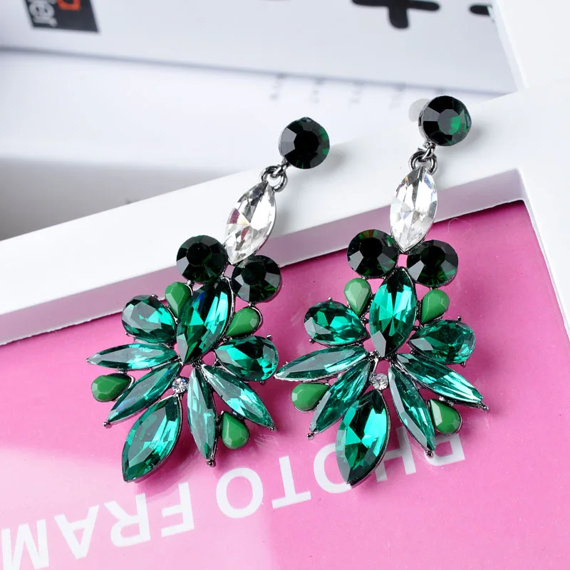 Лидер продаж в богемном стиле большой горный хрусталь украшения Серьги-гвоздики