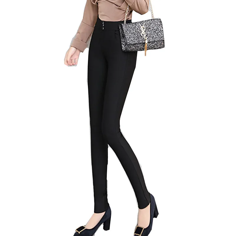 2018 Autumn winter high elastic womens pants wear size slim pencil female trousers women | Женская одежда