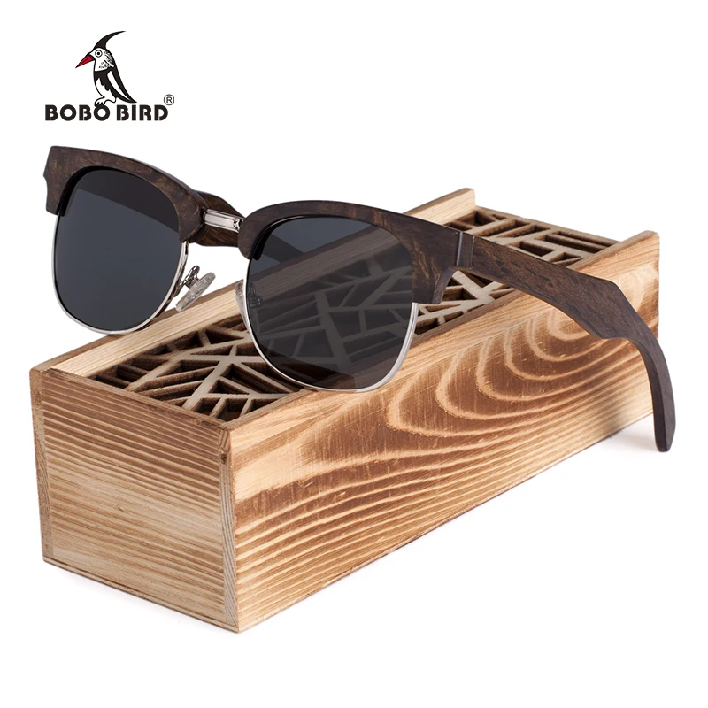 Gafas de sol hombre BOBO BIRD брендовые черные деревянные солнцезащитные очки для женщин и
