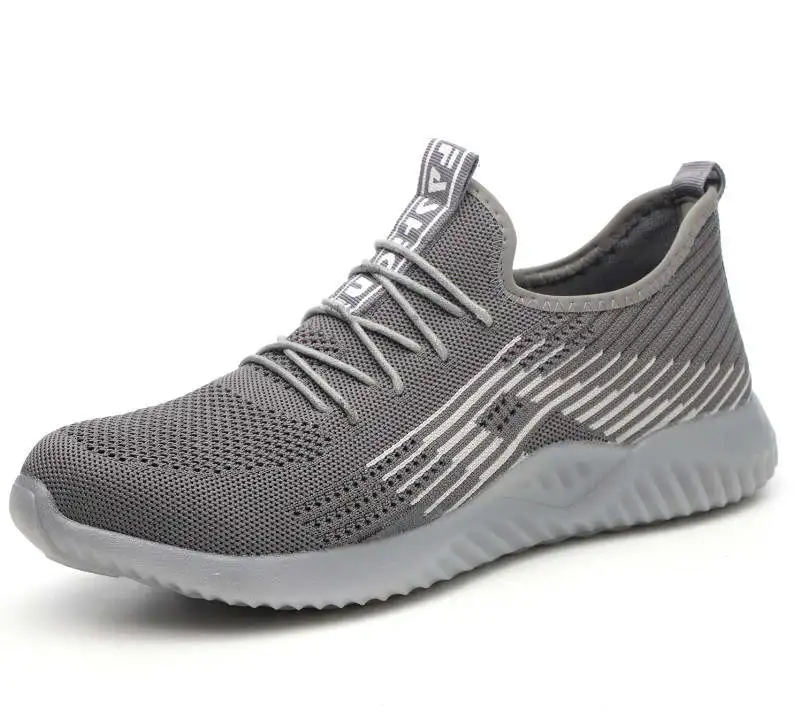 Flyknit/дышащая стальная Рабочая защитная обувь со стальным носком; уличная Мужская противоскользящая дезодорирующая стальная прокалывающая конструкция