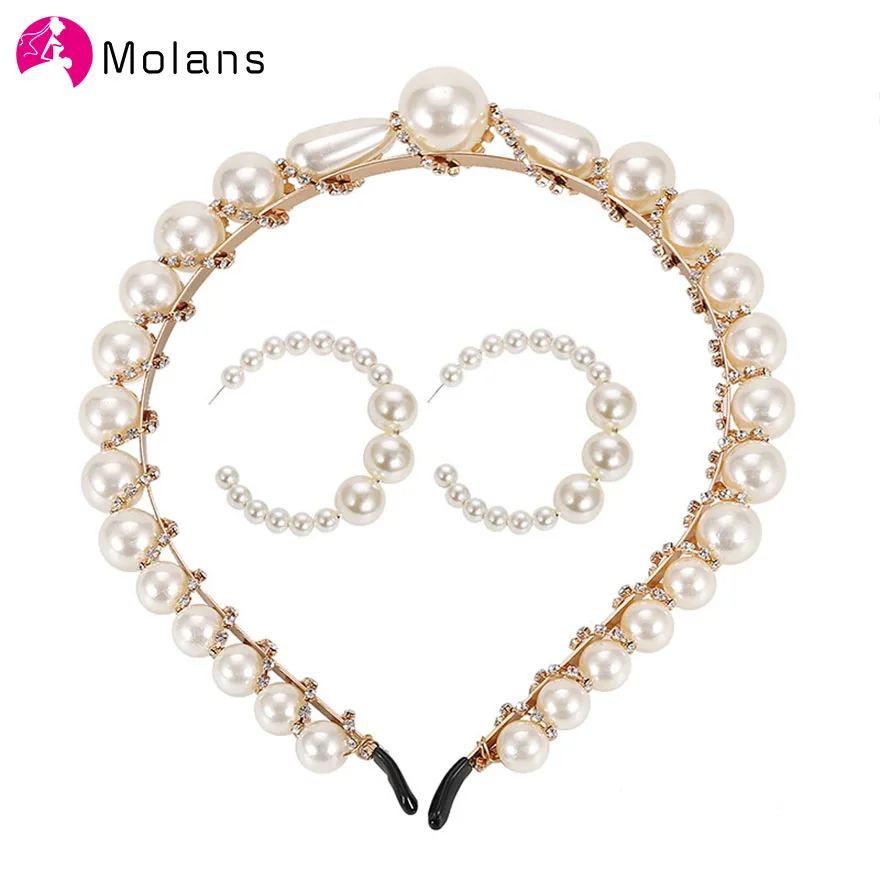 Женские серьги кольца molan Boho белые имитация большого жемчуга круглые золотого
