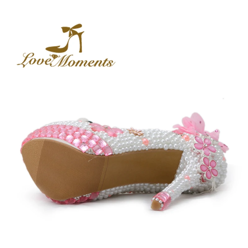 Обувь Love Moments женские розовые свадебные туфли на высоком каблуке украшенные