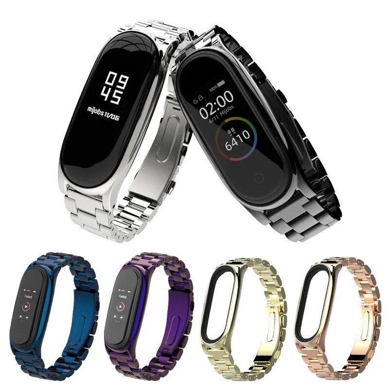 Высокое качество Смарт часы ремешок для Xiaomi mi band 3 браслет из нержавеющей стали с