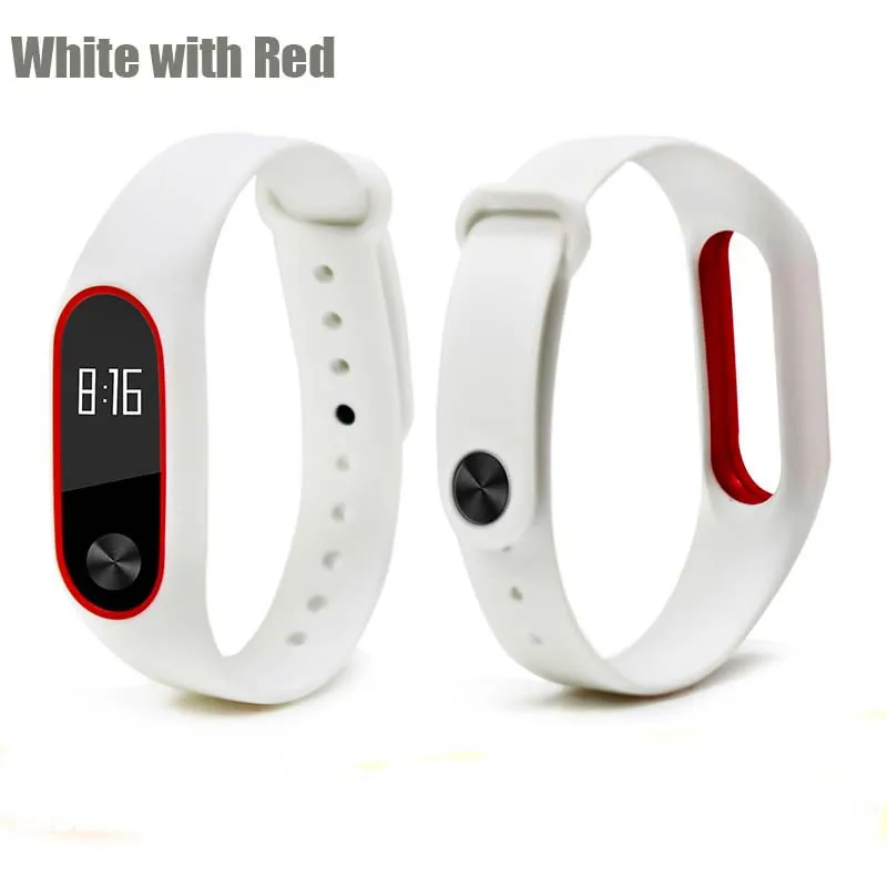 Цветной браслет mi Band 2, силиконовый ремешок, двойной цветной сменный ремешок для часов, ремешок для Xiaomi mi, 2 браслета - Цвет: White red