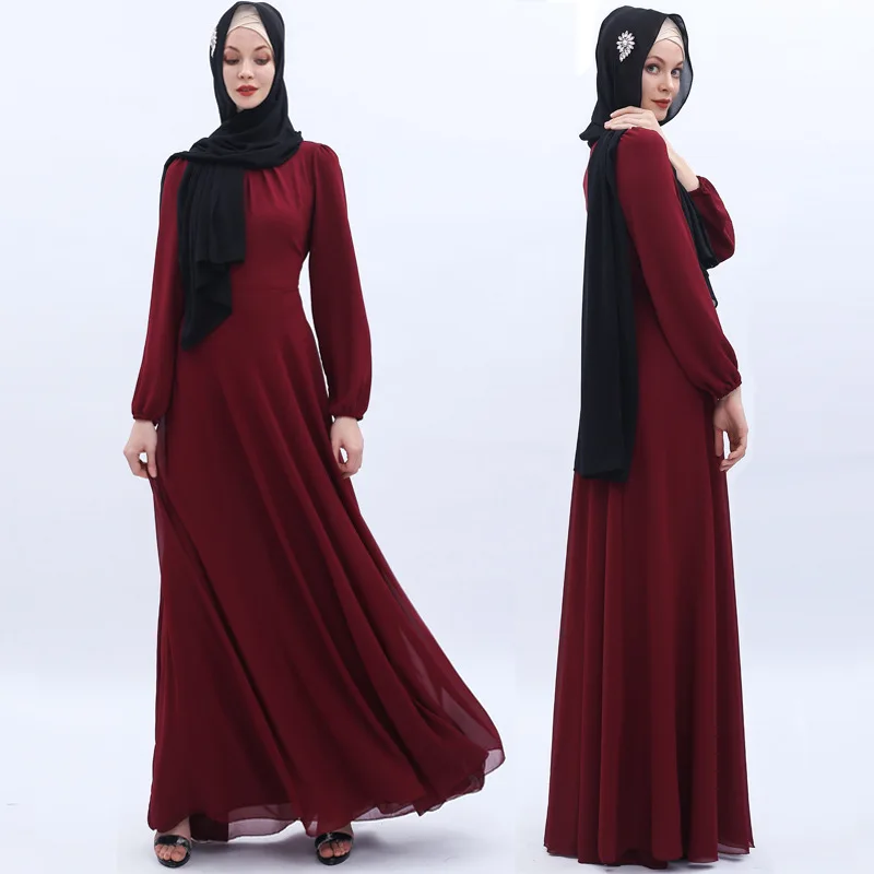 Простое шифоновое мусульманское платье syari в простом стиле, поддельные из двух частей, полная мусульманская абайя, Арабская служба поклонен...
