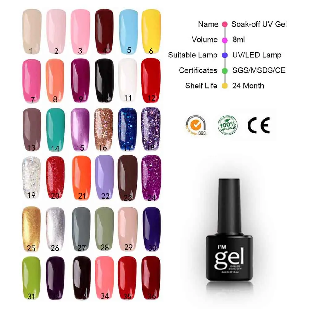 2019 Набор ногтей с лампой nail Kit 36 W УФ светодиодный светильник для наборы 10 шт 8 мл