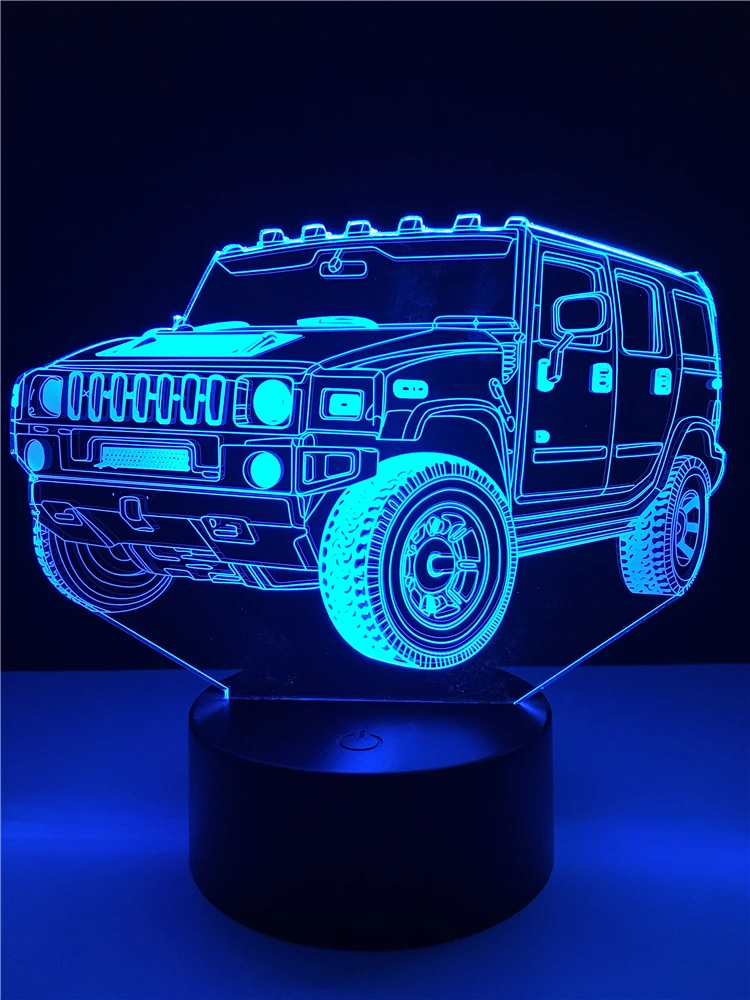 Модный крутой автомобильный 3D светильник в форме джипа светодиодный USB