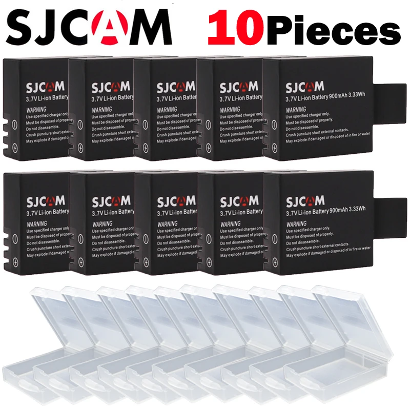 10x batteries + case wholesales SJCAM sj4000 wifi battery sj7000 sj5000 sj6000 sj8000 M10 bateria for action camera | Электроника