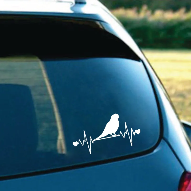 YJZT 16CM*8.1CM Fun Parakeet Lifeline Heartbeat Bird Vinyl Car Sticker Decal Black/Silver C11-1047 | Автомобили и мотоциклы