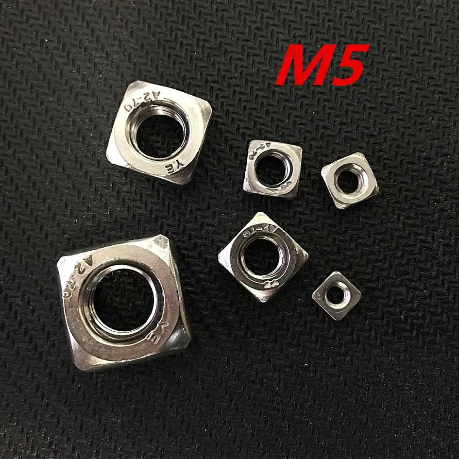 

200pcs/lot High Quality 304 Stainless Steel A2-70 M5 Square Nut free shipping