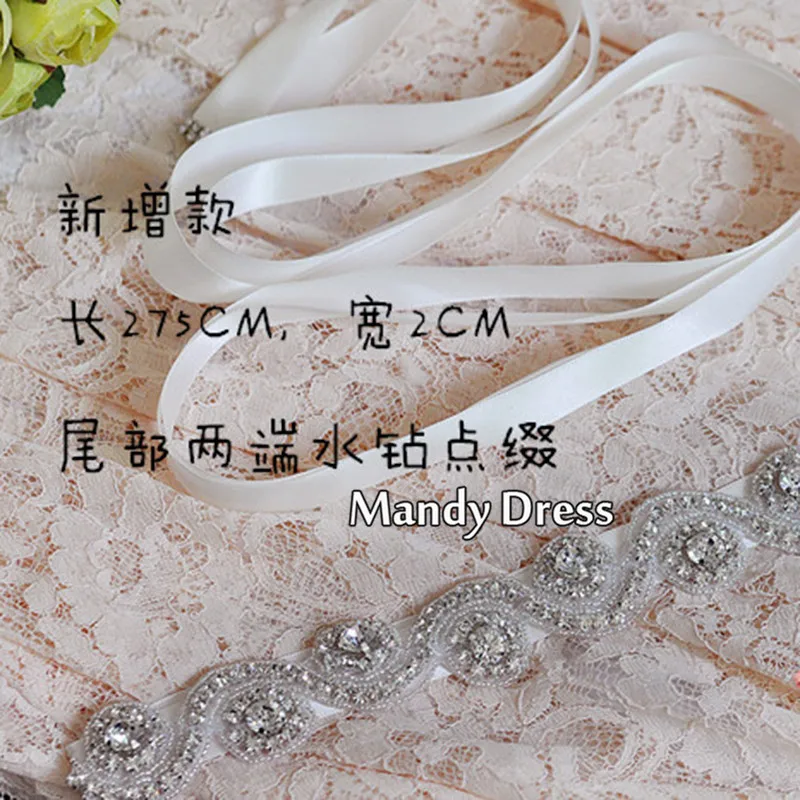 Mandy 2016 Wedding Accessories Appliqued Artificial Diamonds Handmade Manual Cutting Wavy Soft Yarn or Satin Belts | Свадьбы и