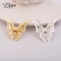 20pcs 3d butterfly brass filigree charms silvergold color butterflies connector setting jewelry findings components