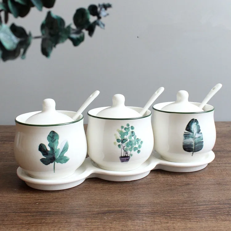 

European Style Ceramics Spice Jar Kitchen Creative Sauce Cans Salt Sugar Pepper Storage Tank China Seasoning Box