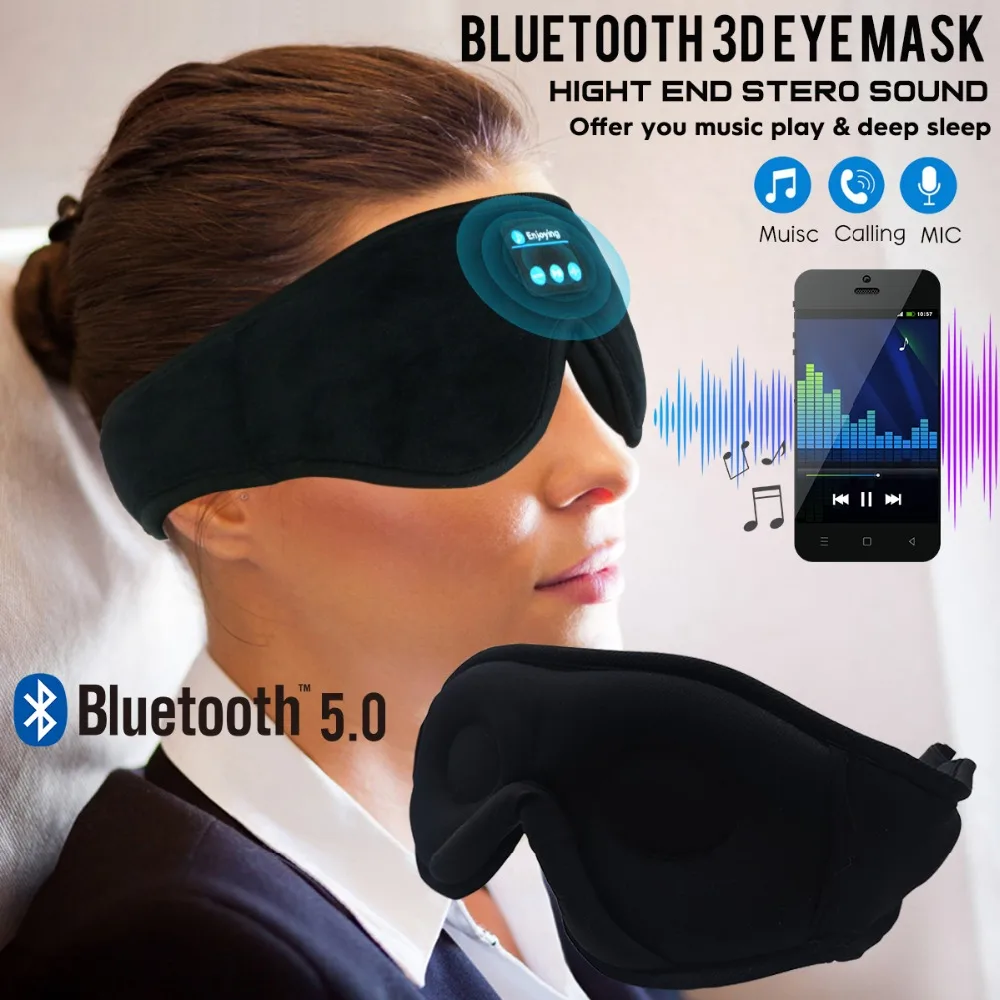 Беспроводные стереонаушники 2021 с поддержкой Bluetooth 5.0 3D маска для сна повязка на