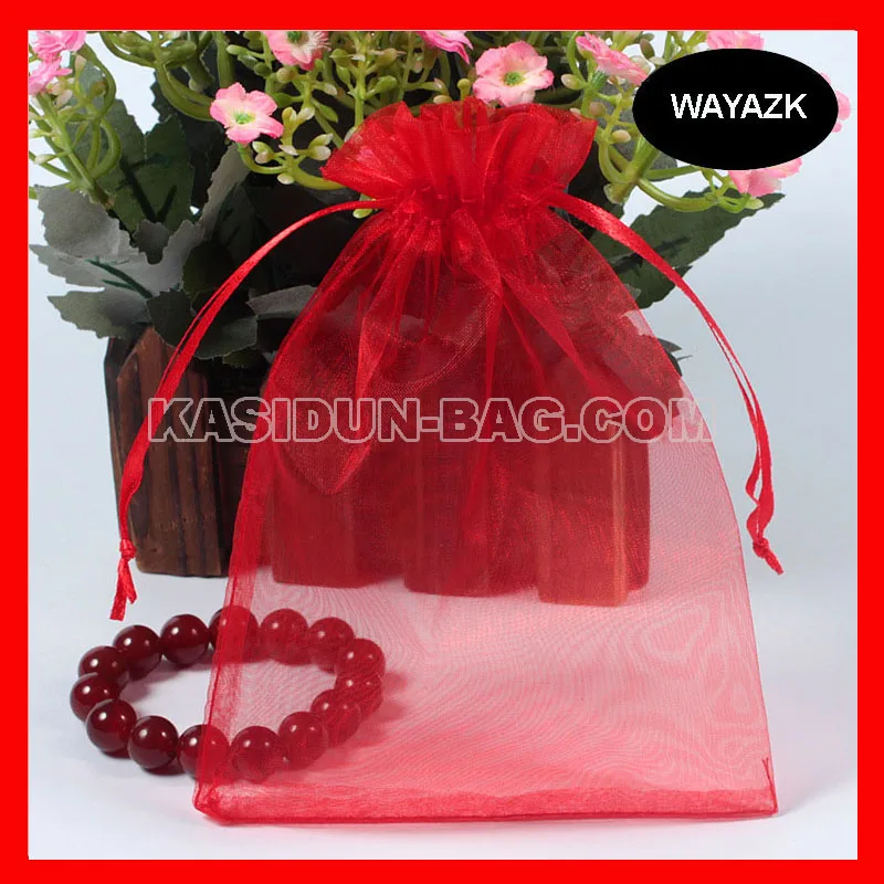 (500pcs/lot) wholesale QUALITY red gift organza bag 10x15cm
