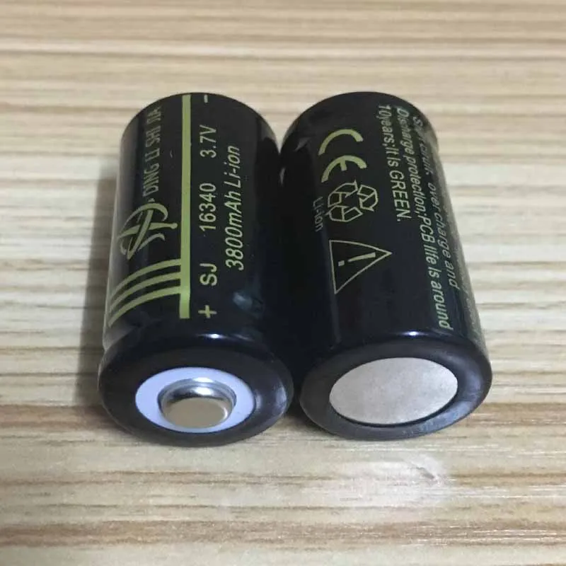 2 шт 16340 Батарея 3800 mAh Li-Ion Перезаряжаемые Батарея 3,7 V лазерная ручка батареи+ ЕС Plug 18650 регулируемые двойной батарея Зарядное устройство