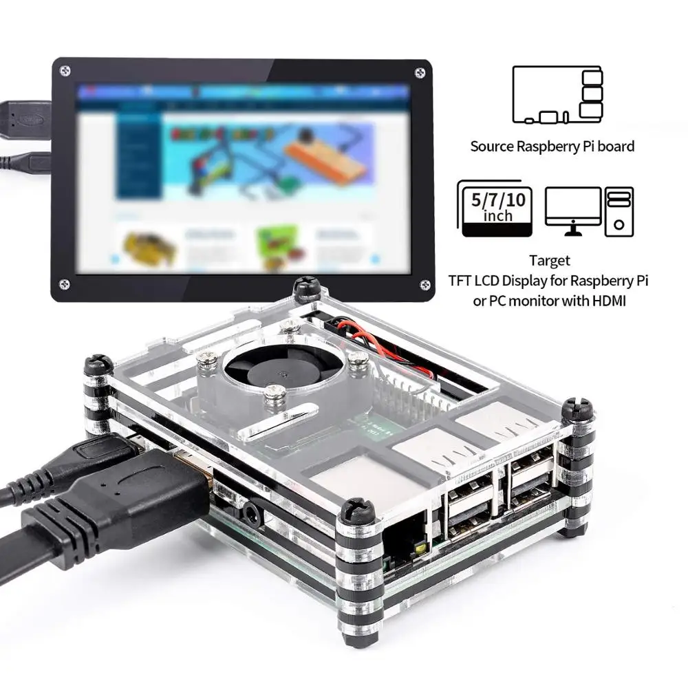 SunFounder Raspberry Pi 3 B + чехол акриловый с вентилятором 5 В 2 А блок питания для модели 3B