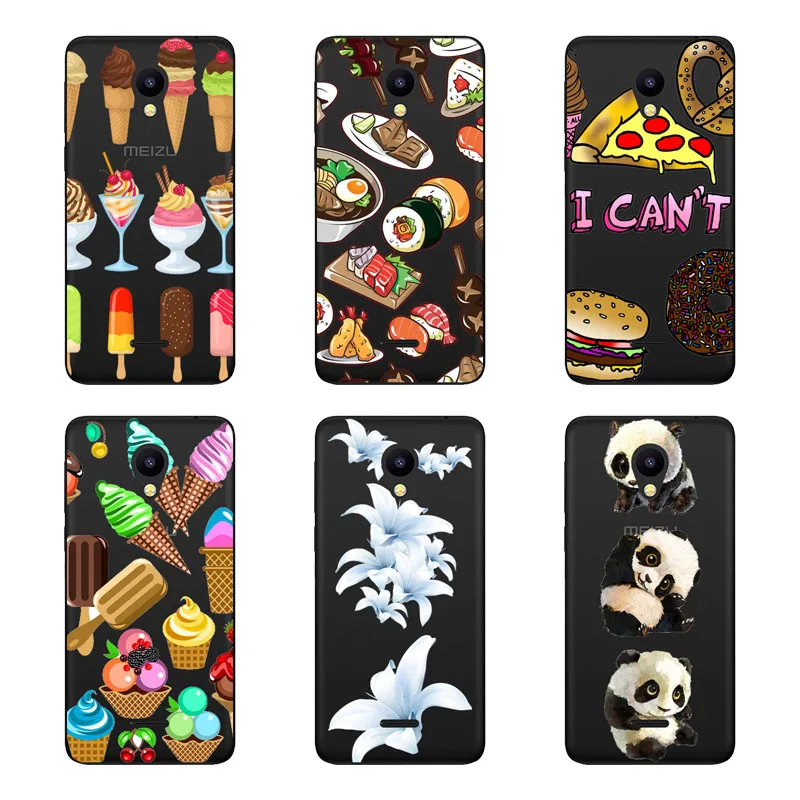 meizu c9 Case Silicon Black Painting flower Soft TPU Back Cover for pro protect Phone cases shell |